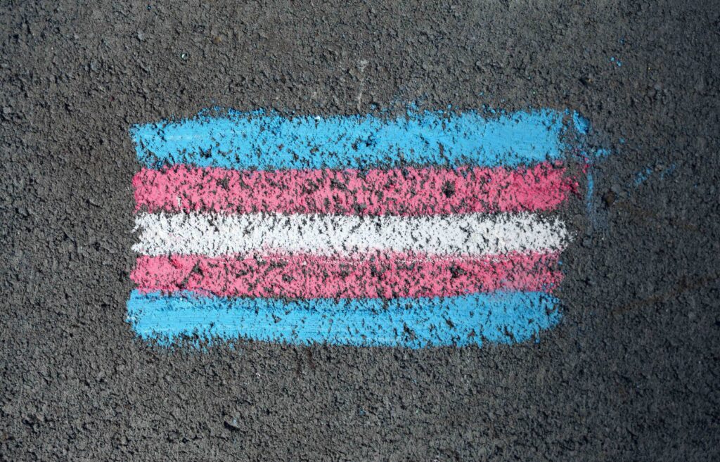 trans flag chalk